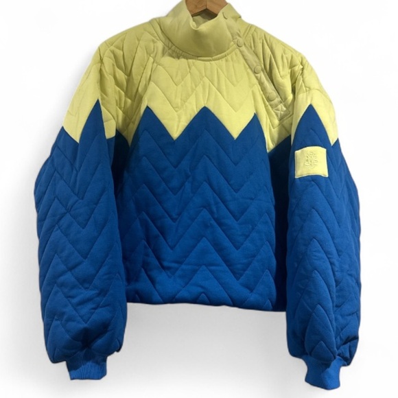 Free People Pullover NEW Zig Zag Dandelion Combo medium quilted toggle - Picture 5 of 9